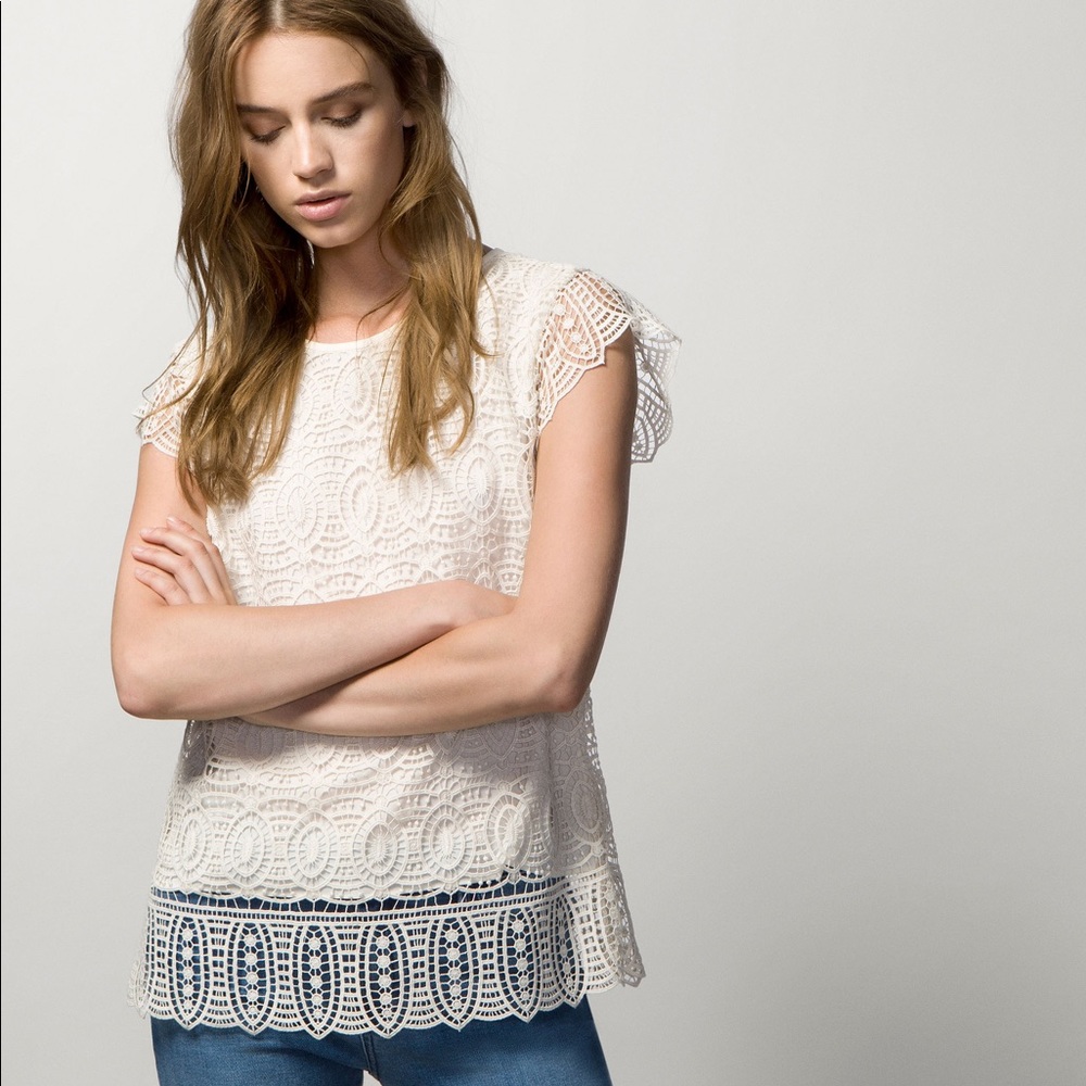Massimo Dutti Crochet Lace Top